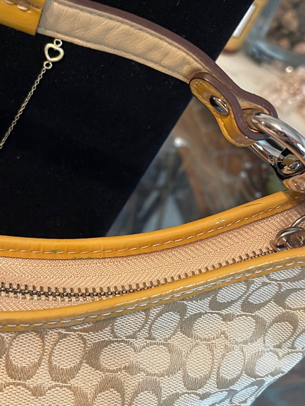 Coach Patchwork Multicolor Shoulder Bag - Beige, Pink & Mint - Picture 8 of 13